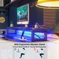 thumbnail image 6 of Computer Desk with USB Power Outlets and LED Lights, 47 inch Gaming Desk with Monitor Stand for Small Space Home Office, Modern Simple Study Writing Table PC Desks,Black Oak, 6 of 14