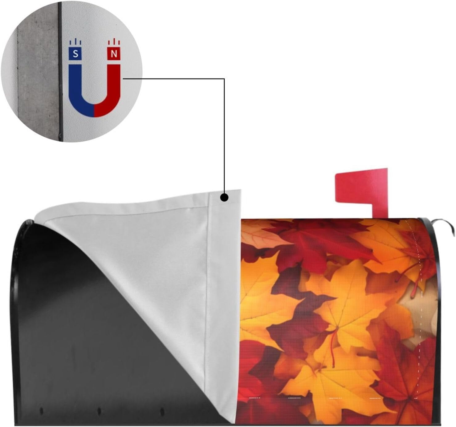 Autumn Leaves Fall Mailbox Covers, Magnetic Post Box Cover Wraps Large Size 25.5x21 in for Garden Yard Decor