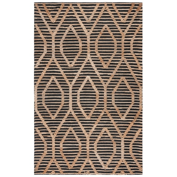 SAFAVIEH Natural Fiber Leland Geometric Area Rug, Black/Natural, 4' x 6'