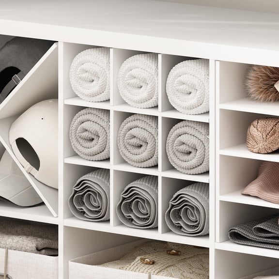 Furinno Cubicle Cube Insert, 9-Compartment Cube Organizer, for Organizers and Storage, Plain White