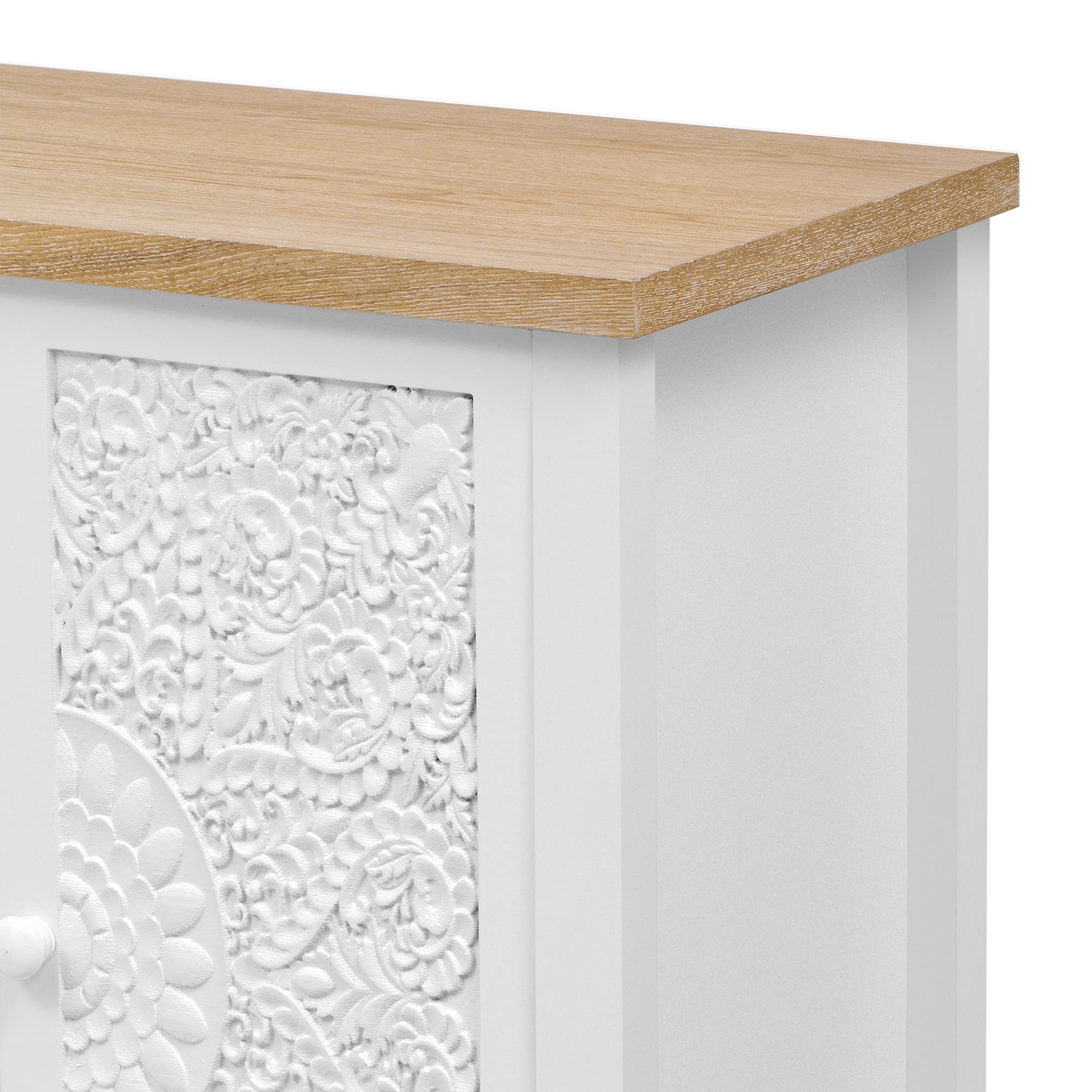 Aukfa TV Stand for TVs up to 55", Console Storage Cabinet w/ Glass Doors & Anti-tip Device,White