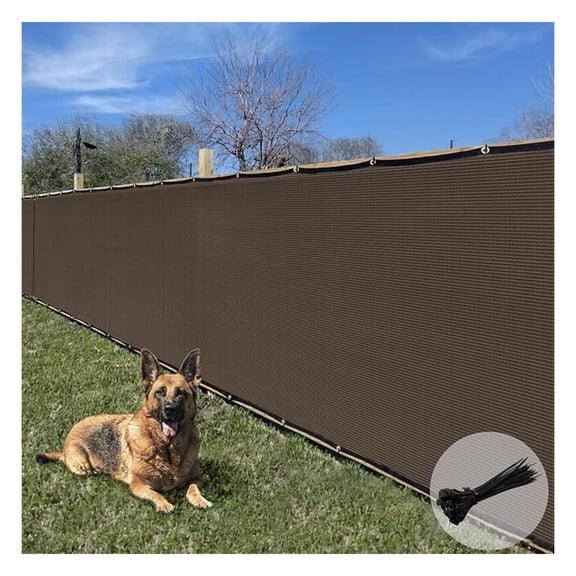 Sunrise 8' x 10' Privacy Fence Screen with Grommets, Outdoor Windscreen Fence Covering Privacy Screen UV Blockage for Backyard Garden Patio, Zip Ties Included (Brown)