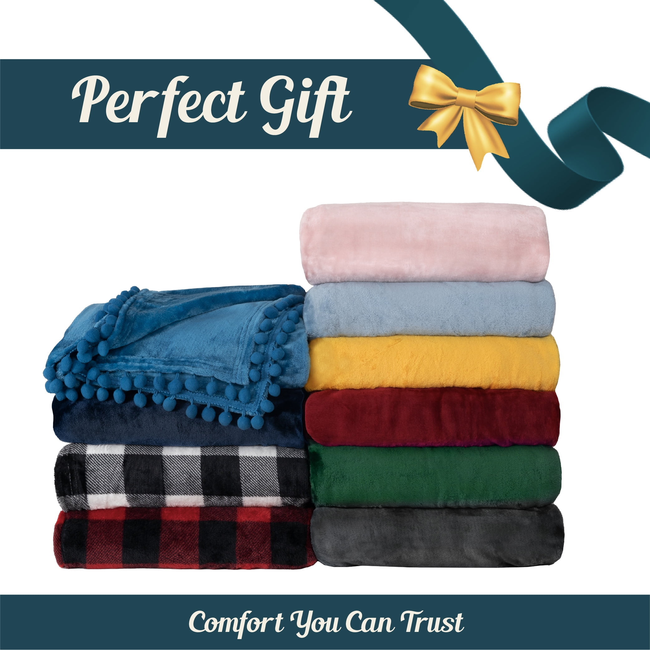PAVILIA Fleece Throw Blanket for Couch with Pom Pom Fringe, Emerald Green, Soft Cozy Fuzzy Flannel Blanket for Sofa Bed, Large Lightweight Plush All Season Throw, 60x80 Inches