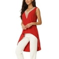 thumbnail image 4 of INSPIRE CHIC Women's Asymmetrical Tops Sleeveless V Neck High Low Hem Flowy Blouse, 4 of 5