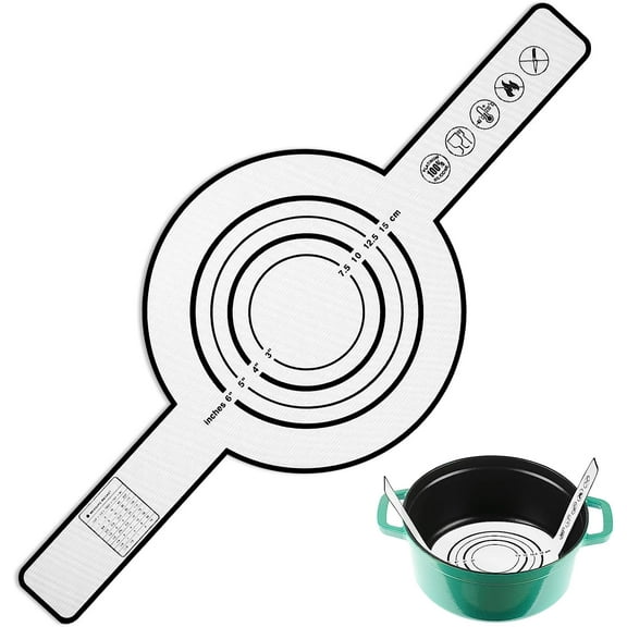 Silicone Baking Mat for Dutch Oven Sourdough Bread Baking Mat with Long Handle Silicone Bread Sling 8.3 Inches Non Stick Heat Resistant Dutch Oven Liner Pad for Dough Pastry, Black