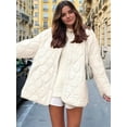 thumbnail image 4 of Female Oversized Quilted Jacket Button Down Cotton Padded Outerwear with Pocket Apricot S, 4 of 8