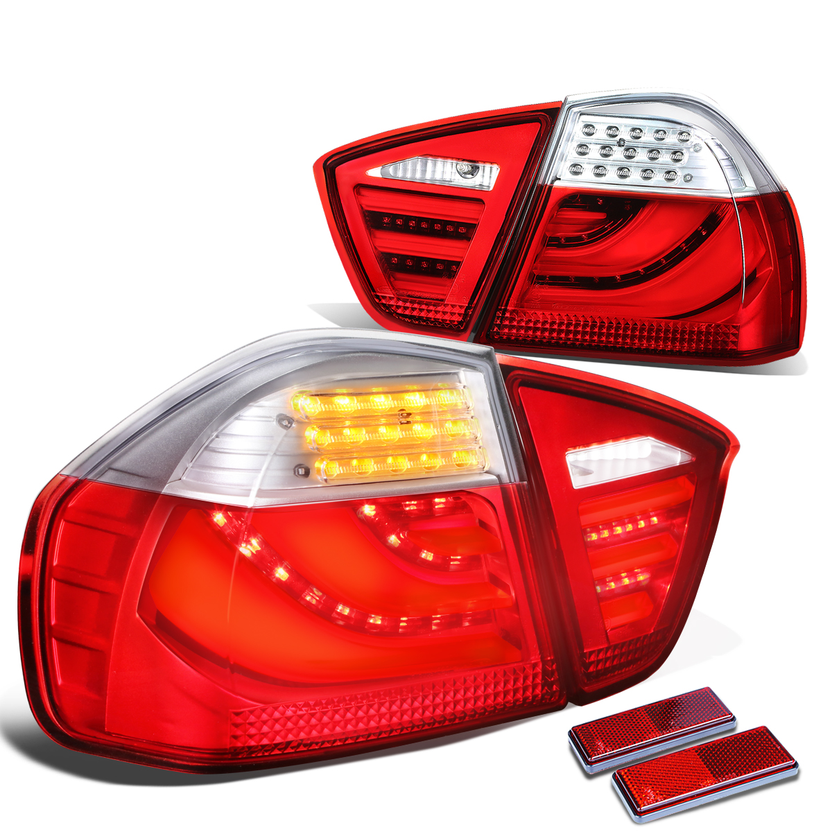 for 0508 bmw e90/e91 3series 4door pair of clear & red lens led bar brake+signal tail light for 0508 bmw e90/e91 3series 4door pair of clear & red lens led bar brake+signal tail light