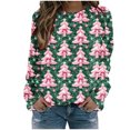 thumbnail image 1 of lcziwo Prime Deals Chandail de Noël pour Femmes Grande Taille Mignon des Fêtes Imprimé 3D d'Arbres de Noël Hauts Col Rond Manches Longues Chandail 2024 Chandails Graphiques Vert,m, 1 of 7