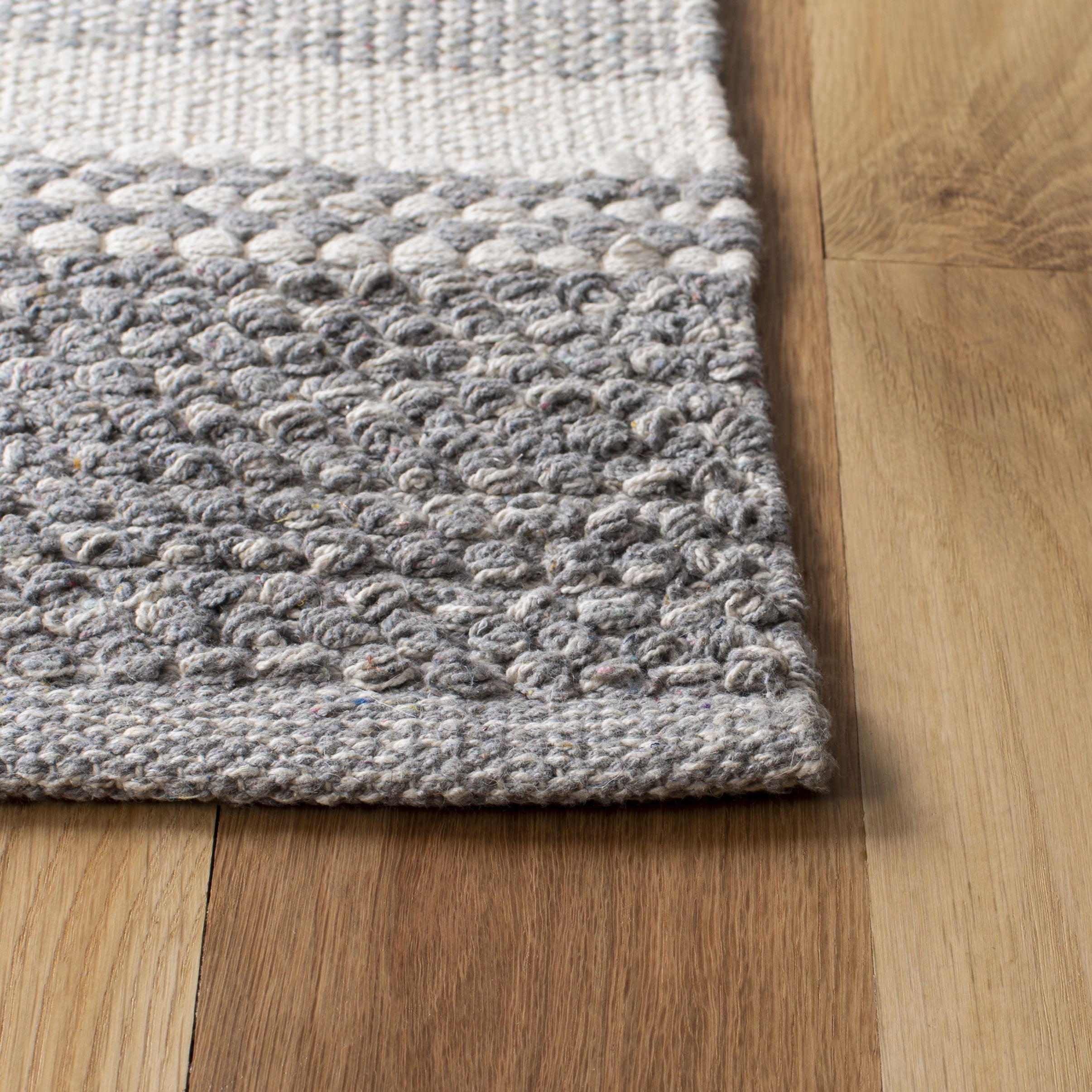 SAFAVIEH Striped Kilim Rory Striped Cotton Area Rug, Ivory/Grey, 6' x 9'
