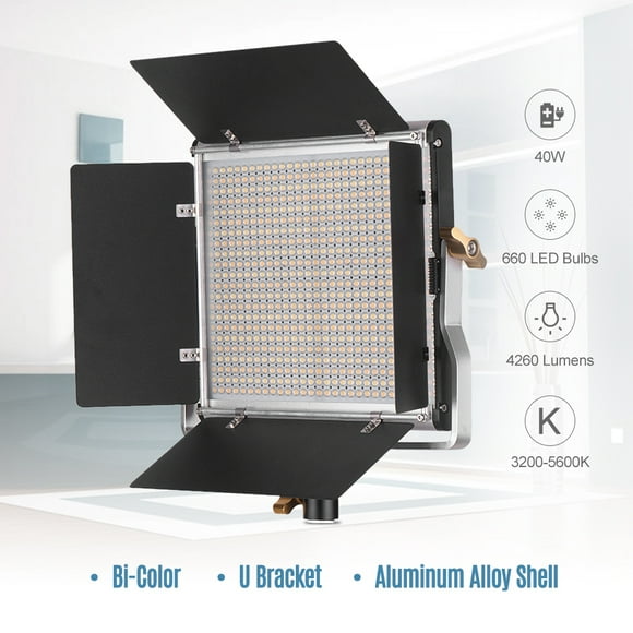Photography Lamp,660 Led Bi-color Barndoor Kit Studio Panel 3200-5600k Cri Video Dimmable 660 U Barndoor Kit Bi-color Panel 3200-5600k Professional L-ed Video Cri 85 With 660 L-ed Bi-color