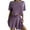 Purple, variant on Timegard Lounge Sets for Women 2 Piece Cropped Loose Short Sleeve Top Petal Leg Shorts Outfits Summer