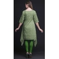 thumbnail image 5 of Bimba Green Ogee Ikat Women Kurtas Ethnic Printed Asymmetric Summer Wear Tops For Women Small, 5 of 6