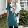 thumbnail image 5 of TQWQT Womens Tunics or Tops to Wear with Leggings Long Shirts Short Sleeve Plus Size Shirt Oversized V Neck T Shirts Ethnic Floral Print Long Tops, 5 of 5