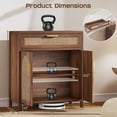 thumbnail image 3 of Sideboard Buffet Cabinet with Rattan Doors, Kitchen Storage Cabinet with Drawers and Adjustable Shelves for Dining Living Room, Walnut, 3 of 9