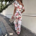 thumbnail image 5 of Giftesty Womens Pants Clearance!Fashion Women's Casual Printing Ruffles Suspenders One Shoulder Lacing Jumpsuit Wide Leg Pants, 5 of 9