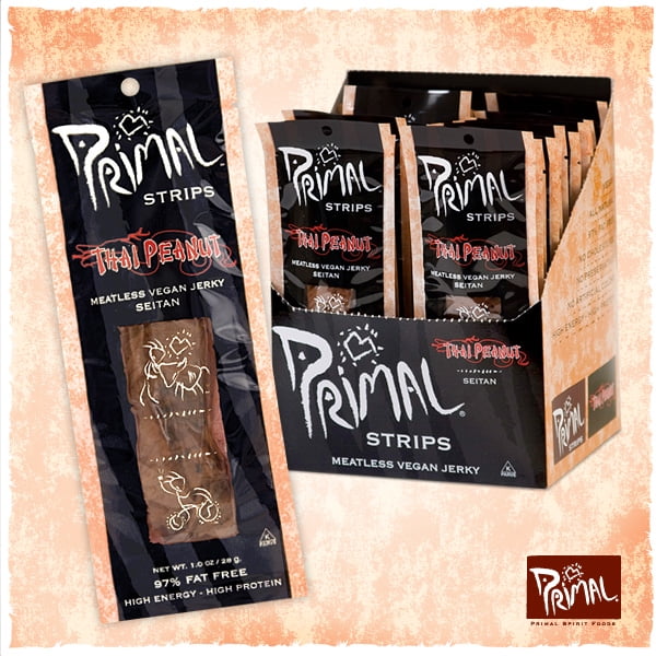 Primal Strips Thai Peanut Meatless Vegan Jerky, 1 oz. (24 count