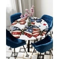 thumbnail image 5 of nqOlkjepod Independence Day Round Tablecloth, Fitted Table Cover with Elastic for 36"-44" Round Tables, 4th of July American Flag Butterfly Table Cloth Outdoor Dinning Party Waterproof Tablecloths, 5 of 6
