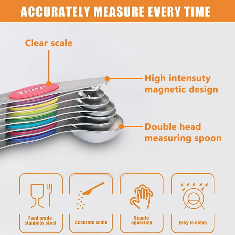 Zsirue 2 PCS Adjustable Measuring Spoon Set, Measuring Dry/Liquid  Ingredients, Metering Spoon for Baking, Cooking, Powder (White)