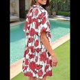 thumbnail image 4 of Vestido Camisero de Verano para Mujer, con Botones, Estampado Floral, Corta Abullonada, Informal, Holgado, para Playa, Minivestido Rojo M, 4 of 8