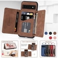 thumbnail image 3 of REQO Phone Case for Google Pixel 6 Pro Wallet Cover with Tempered Glass Screen Protector and PU Leather Credit Card Holder Stand Cell Accessories Pixel6Pro Pixel6 XL 6XL Pixle 6Pro 5G Women Men Brown, 3 of 7