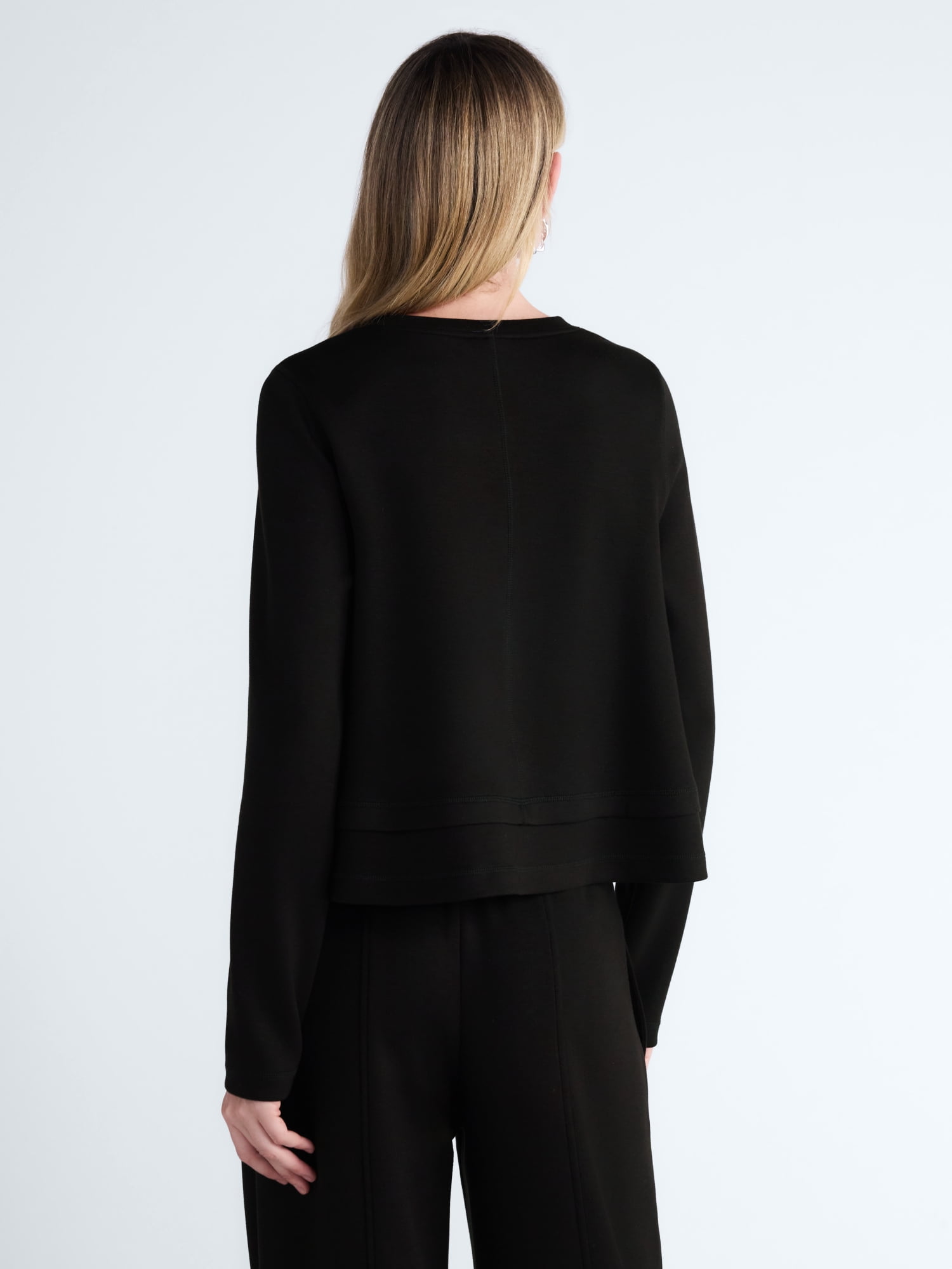Scoop Women's and Women's Plus Scubaknit Cropped Tiered Top, Sizes XS-4X