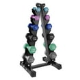 thumbnail image 1 of HolaHatha 3, 5, 8, 10, 12 & 15 Pound Neoprene Dumbbell Weight Set w/Storage Rack, 1 of 9