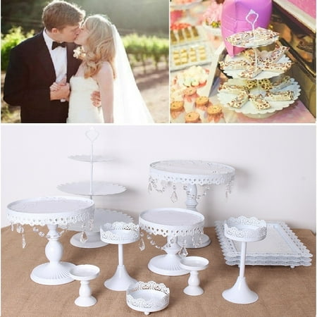 12pcs Gold White Cake Stand Cupcake Stands Crystal Metal 3 Tier Dessert Display Tower Wedding Cake Stand Dessert Cake Holder Pan For Party