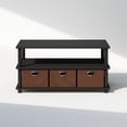 thumbnail image 4 of Furinno Turn-N-Tube Multipurpose Compact Open Storage Shoe Rack, Shoe Shelf Organizer with Bin Drawers, Black Oak/Black/Brown, 4 of 6
