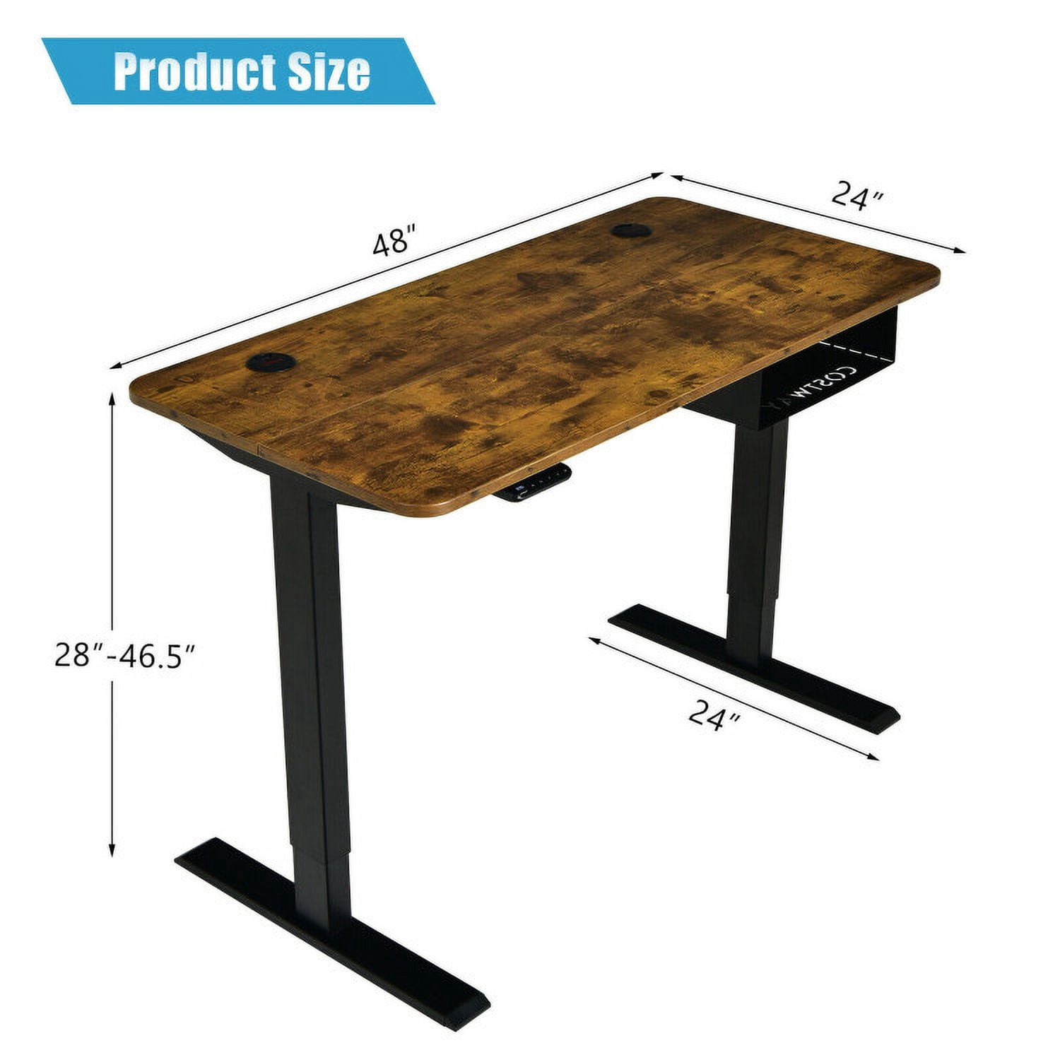 YYAo Stand Up Desk, Ergonomic Standing Workstation,48-inch Electric Height Adjustable Standing Desk with Control Panel-Rustic Brown
