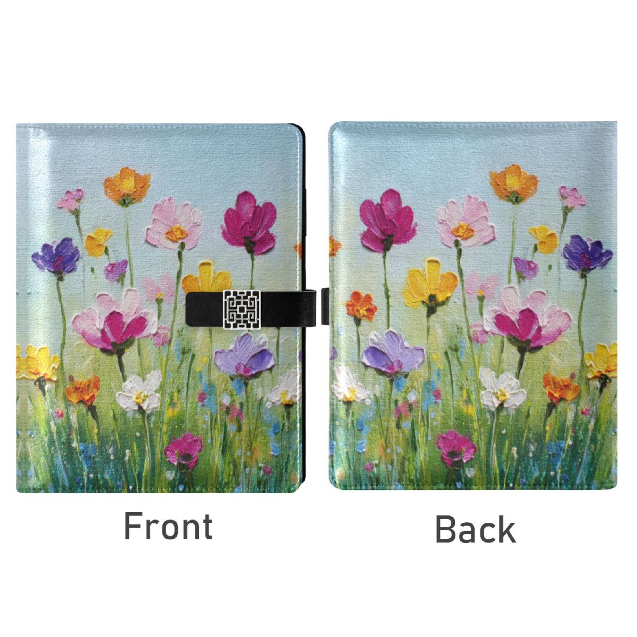 Leather Planner Leather Notebook Notebook Journal Binder Design Pen Pocket Design Convenient for Storage Meadow Flower Spring