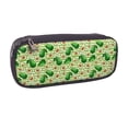 thumbnail image 2 of Lsque Avocado Green Striped Printed Big Capacity PU Leather Pencil Case Large Pencil Pouch Stationery Pen Bag Pencil Holder for Teen, 2 of 6
