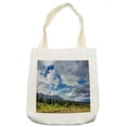 thumbnail image 1 of Mountain Tote Bag, Summer Theme Picturesque Canadian Geography Natural Art, Cloth Linen Reusable Bag for Shopping Books Beach and More, 16.5" X 14", Cream, by Ambesonne, 1 of 2