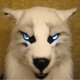 thumbnail image 2 of Máscara de hombre lobo con ojos brillantes, orejas y mandíbulas móviles para fiestas de cosplay de Halloween (lobo blanco)., 2 of 3