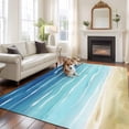 thumbnail image 2 of Large Area Rug 5'x8', Blue Beige Ombre Non-slip Runner Carpet for Living Room/Bedroom/Office, Coastal Nautical Summer Beach Wave Outdoor Indoor Rectangle Area Rugs Floor Mat for Kitchen/Dining Room, 2 of 9