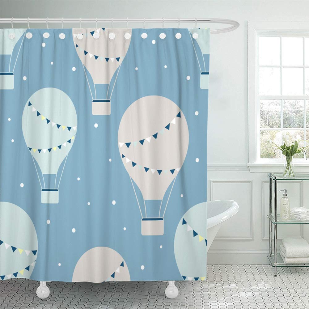 Pknmt Blue Adventure Air Balloons Doodle Colorful With Aerostat Ballon Baby Ballon Boy Waterproof Bathroom Shower Curtains Set 66x72 Inch Walmart Com Walmart Com