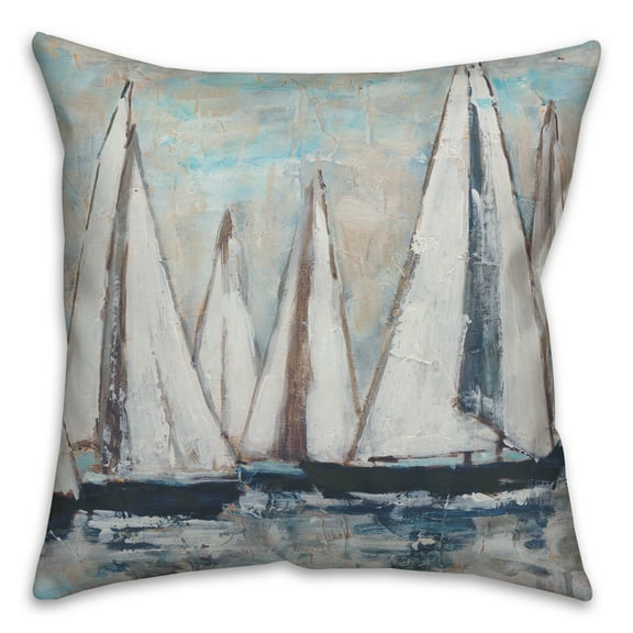 Creative Products Blue Painterly Sailboats 18x18 Indoor / Outdoor Pillow