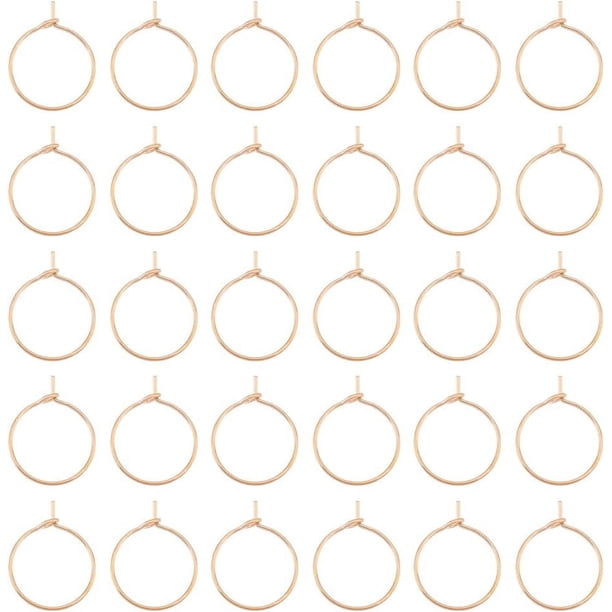 40 aros colgantes de acero inoxidable para copas de vino, de oro rosa, de 15 mm, para bodas, cumpleaños, fiestas, festivales, etc.