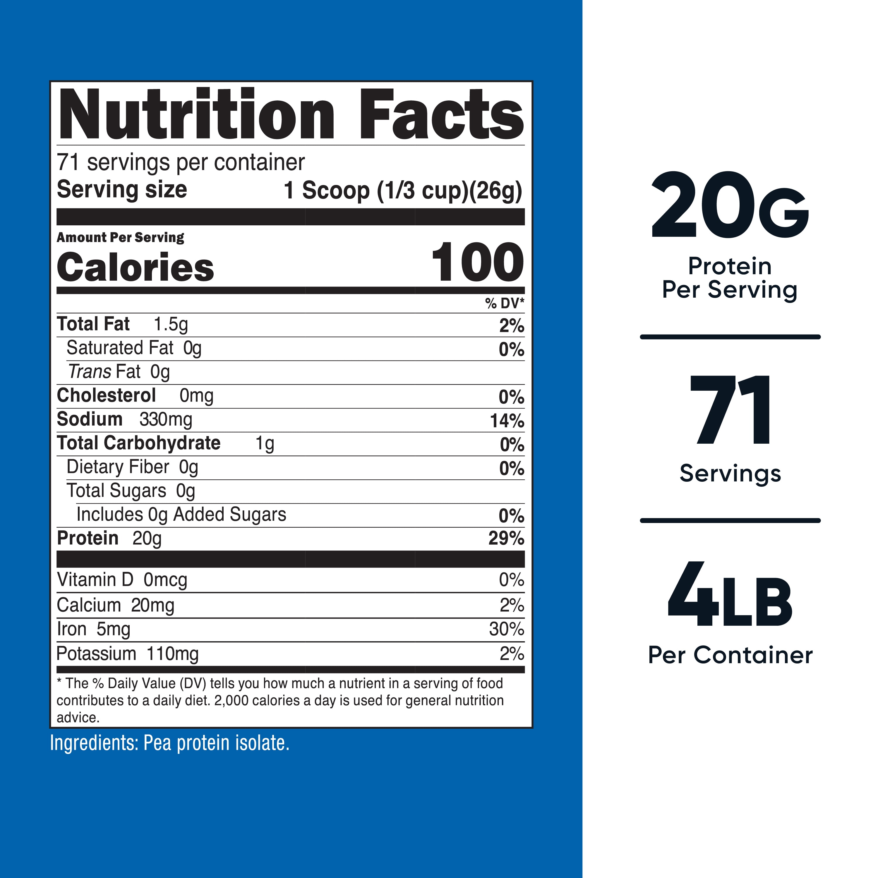 Nutricost Pea Protein Powder (4 LBS) Unflavored - 20g of Vegan Pea Protein Isolate, GMO-Free, Gluten-Free, 71 Servings