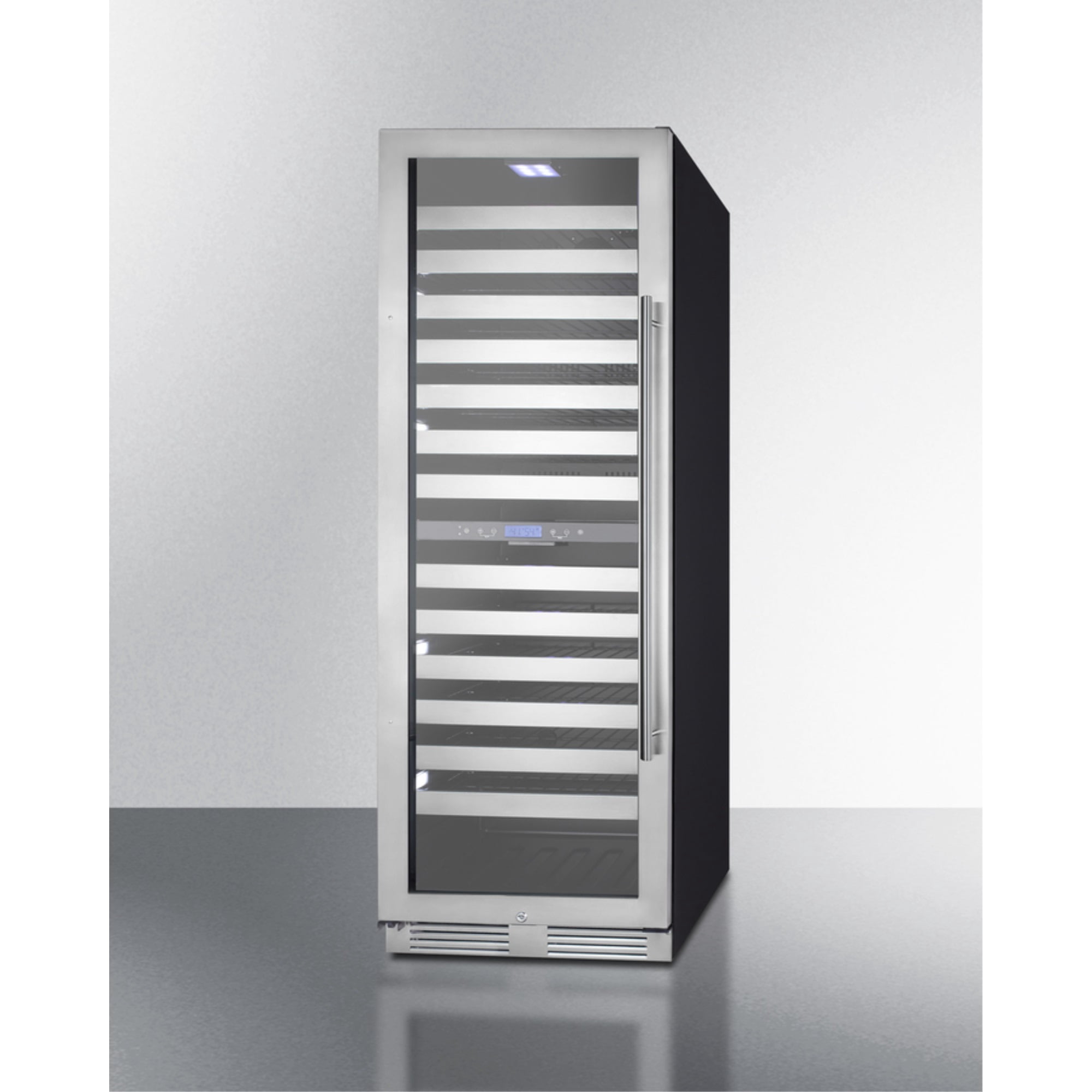 Summit SWCP2163LHD 23.63 in. Wide Left Hinge Glass Door Dual-Zone Wine Cellar - Black