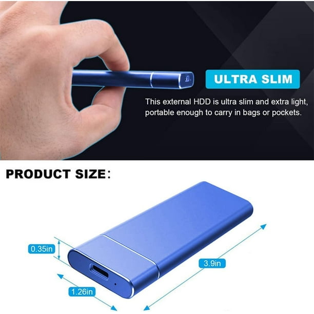 SSD External Hard Drive 2TB Mobile Solid Portable Hard Drive for PC Laptop and Mac Data Transfer and Storage (Blue)-Blue - Walmart.com