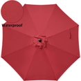 thumbnail image 4 of 9 Ft Patio Umbrella with Push Button Tilt Crank and 8 Sturdy Ribs, Outdoor Sunshade Canopy for Garden, Deck, Backyard, Poolside, Red × 9 Ft, 4 of 7