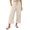 G186 Beige, variant on Angala Ladies Casual Pants Linen Solid High Elastic Waist Cropped Pants Wide Leg Boho Beach Ladies Trousers Size L Beige