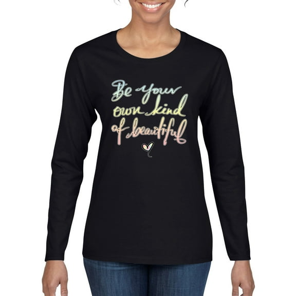 Positivity saying Pop Culture Womens Graphic Long Sleeve T-Shirt, Black, Small