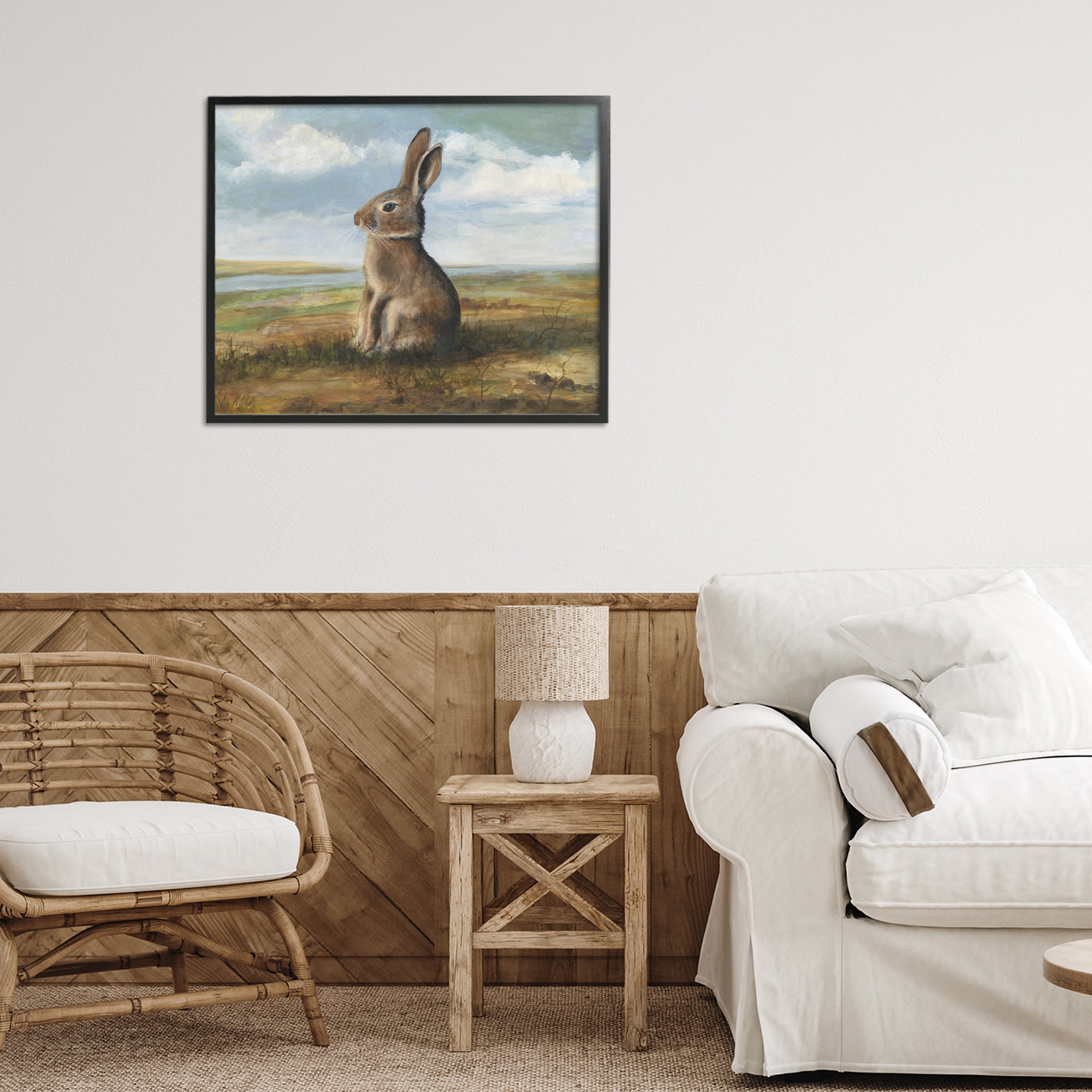Stupell Industries Classic Rabbit in Countryside Black Framed Giclee Art, design by Michael Willett
