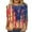 Blue, variant on Pntutb Women's Fashion Round Neck Casual Three Quarter Flag Print Tops T-Shirt Blouse