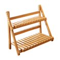 thumbnail image 3 of Estante de bambú para plantas, organizador de escritorio, estante de almacenamiento, escalera, estable, 2 niveles Marrón claro 40cm, 3 of 9