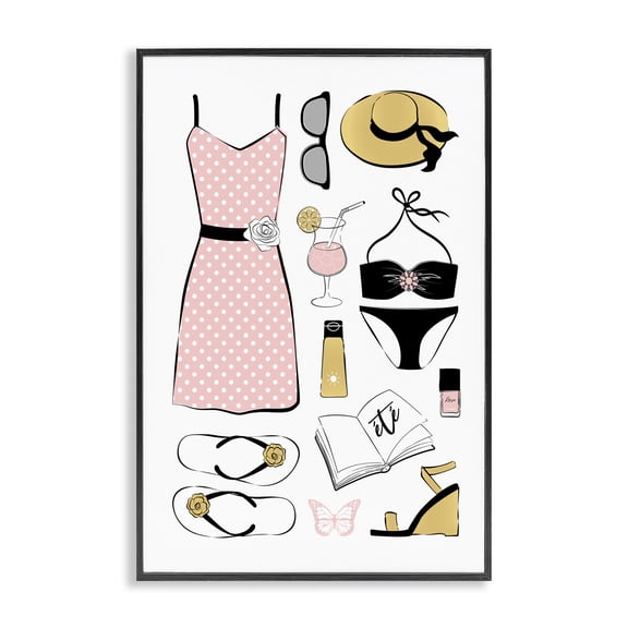 Stupell Industries Summer Vibes Necessities Black Framed Giclee Art, design by Martina Pavlova