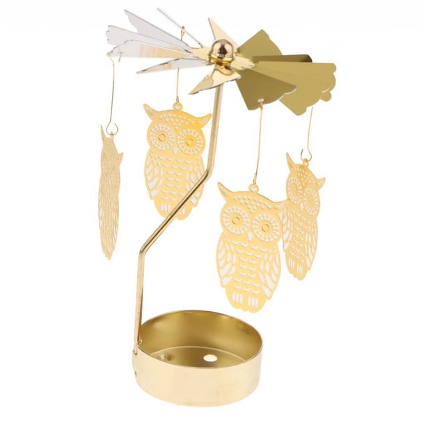 Adorno de Decoración de Boda con Luz de Té Y Molino de Viento Chapado en Oro con Purpurina: s de Nieve, Duende, Estrella, Corazón, árbol de Búho Baoblaze Candelero de la decoración de la Navidad