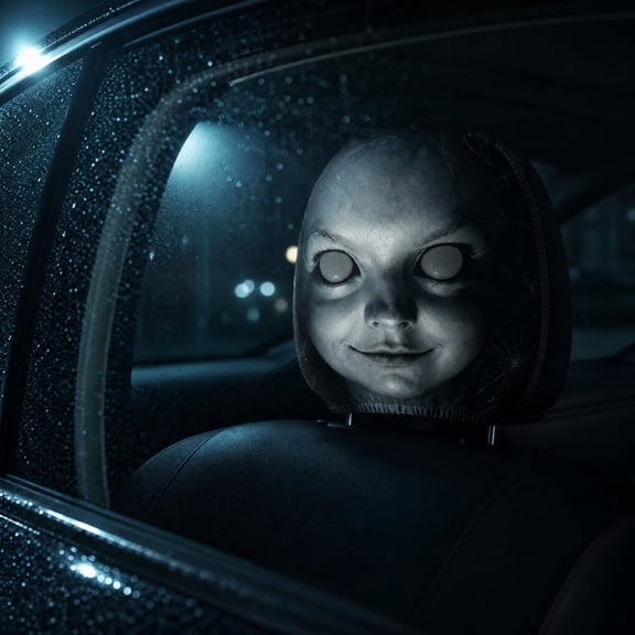 POSORJU Scary Headrest Covers for Cars, Car Headrest Cover,Face, Head Rest Covers for Cars,Halloween,Print Seat,Stretchy Seat Protector for Auto Interior Decoration