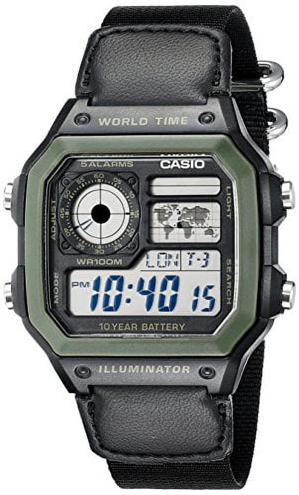 Casio Men's World Time Digital Sport Watch, Black/Gold AE1000W